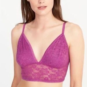 Old Navy Long-Line Lace Floral Bralette sz Medium
